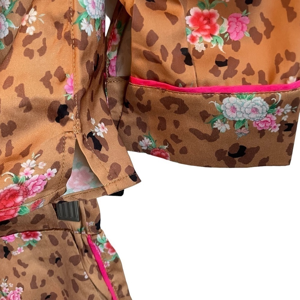 Plush‎ Apparel 3 piece Satin Pajama & Eye Mask Set Florals and Animal Print NWT - Picture 9 of 15